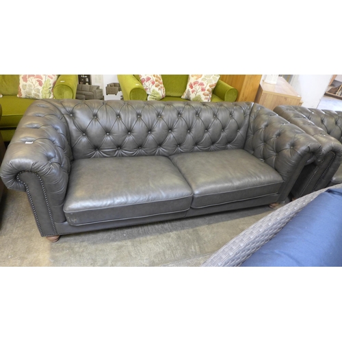 1477 - New Allington 3 seater grey leather sofa, original RRP £1666.66 + VAT - scuffed(4175-21) *This lot i... 