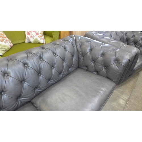 1477 - New Allington 3 seater grey leather sofa, original RRP £1666.66 + VAT - scuffed(4175-21) *This lot i... 