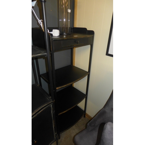 1386 - An industrial style shelf unit with drawer