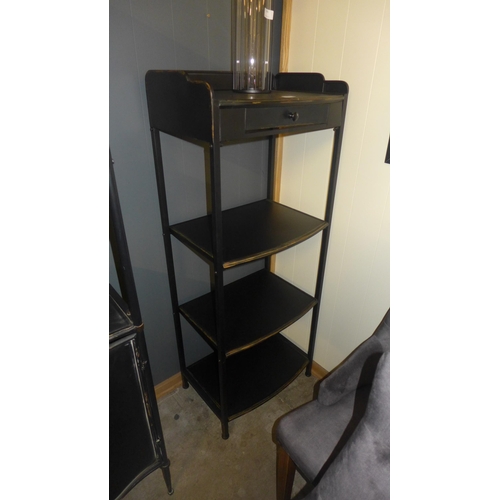 1386 - An industrial style shelf unit with drawer