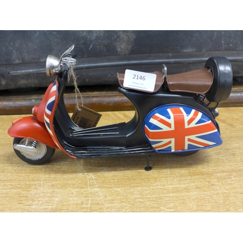 2128 - A tin plate Union Jack Vespa