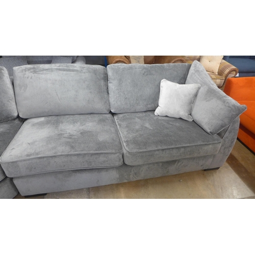 1442 - A Halley storm grey velvet curved corner sofa