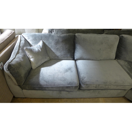 1442 - A Halley storm grey velvet curved corner sofa