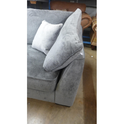 1442 - A Halley storm grey velvet curved corner sofa