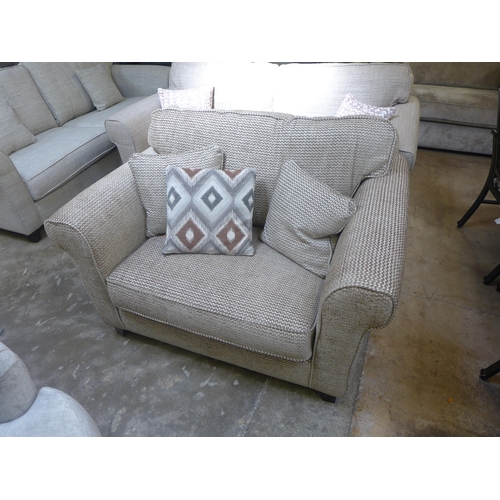 1445 - A mocha textured upholstered love seat