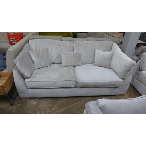 1448 - A Halley light grey velvet upholstered 3.5 seater sofa