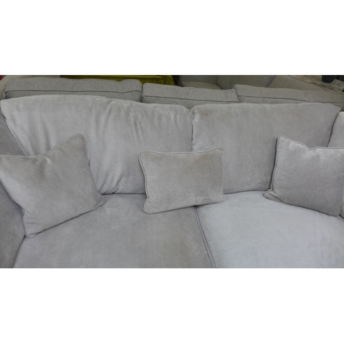 1448 - A Halley light grey velvet upholstered 3.5 seater sofa