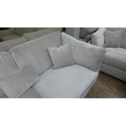 1448 - A Halley light grey velvet upholstered 3.5 seater sofa