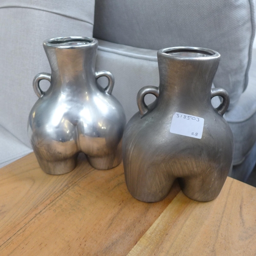 1455 - A pair of silver vases