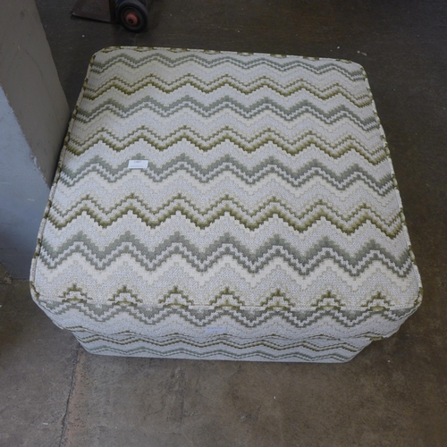 1487 - An oatmeal and green patterned ottoman footstool