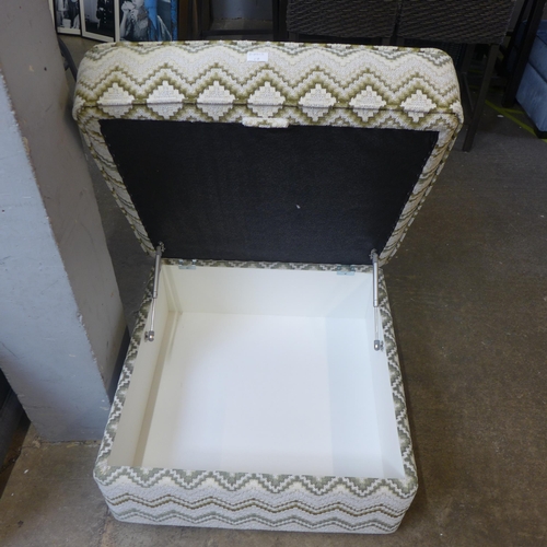 1487 - An oatmeal and green patterned ottoman footstool