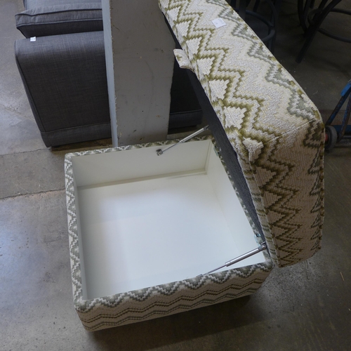 1487 - An oatmeal and green patterned ottoman footstool