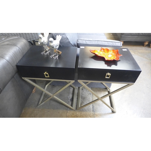 Black bedside with on sale metal crossed legs