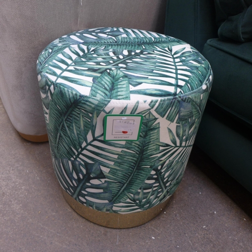 1493 - An upholstered footstool with palm leaf design