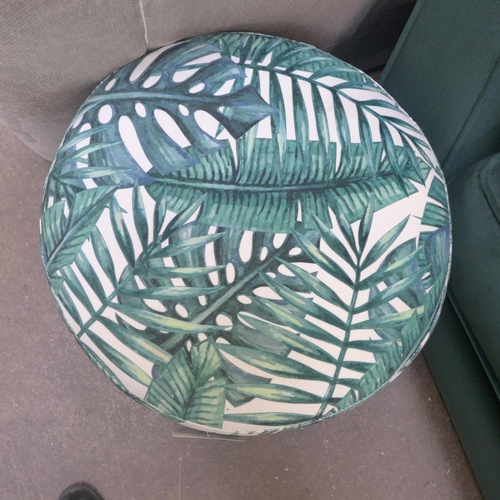 1493 - An upholstered footstool with palm leaf design