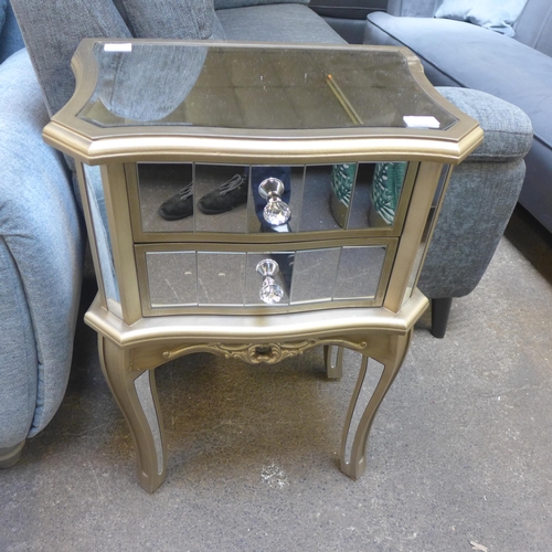 1497 - A mirrored two drawer bedside