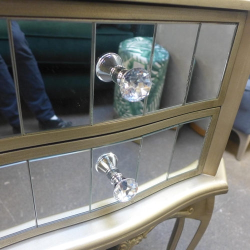 1497 - A mirrored two drawer bedside