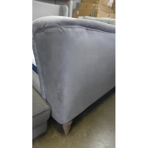 1515 - A shark grey velvet kingsize bed frame