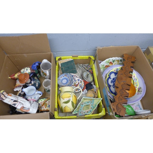 1060 - Three boxes of mixed china including a flatback figure, large bowls and plates **PLEASE NOTE THIS LO... 