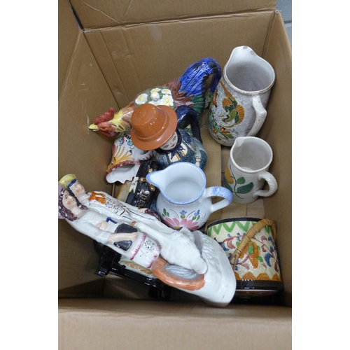 1060 - Three boxes of mixed china including a flatback figure, large bowls and plates **PLEASE NOTE THIS LO... 