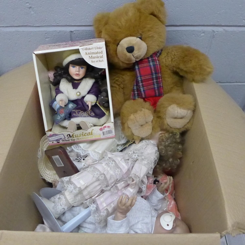 1065 - A collection of modern costume dolls and a Li-Lo teddy bear **PLEASE NOTE THIS LOT IS NOT ELIGIBLE F... 