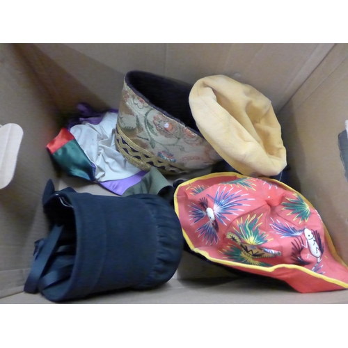 1078 - Two boxes of mixed hats and other costume items **PLEASE NOTE THIS LOT IS NOT ELIGIBLE FOR POSTING A... 