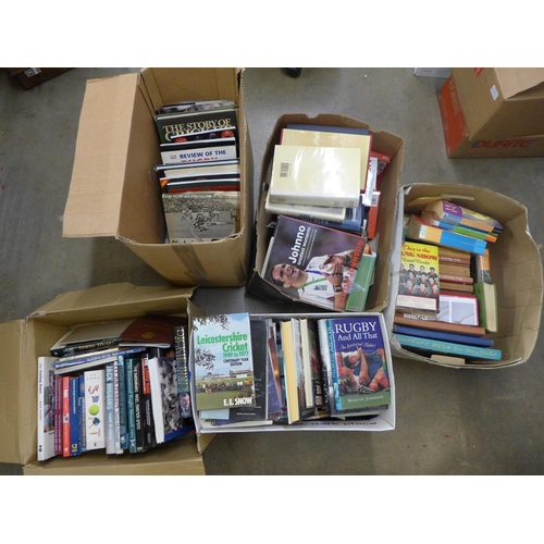 1083 - Five boxes of books, mainly sport related **PLEASE NOTE THIS LOT IS NOT ELIGIBLE FOR POSTING AND PAC... 