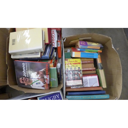 1083 - Five boxes of books, mainly sport related **PLEASE NOTE THIS LOT IS NOT ELIGIBLE FOR POSTING AND PAC... 