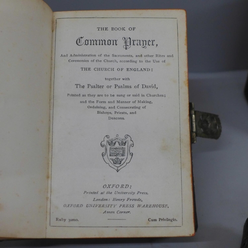 624 - Book of Common Prayer, The New Testament, Proper Lessons 1839, three volumes black leather with gold... 