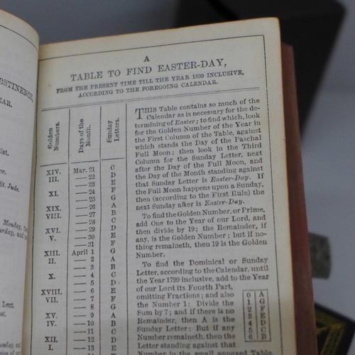 624 - Book of Common Prayer, The New Testament, Proper Lessons 1839, three volumes black leather with gold... 