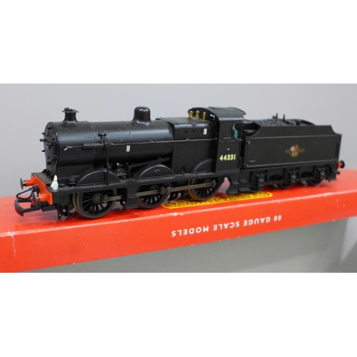 636 - A Hornby OO gauge locomotive and tender, R2066 Class 4F 0-6-0 44331 in BR black, associated box