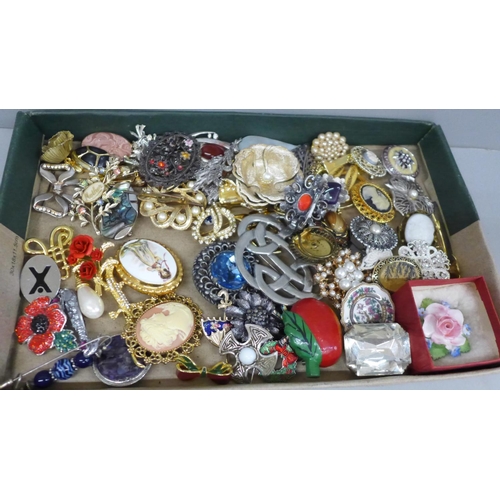 651 - A collection of brooches and earrings