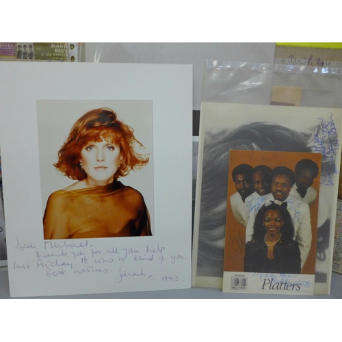 671 - Pop music autographs and photographs including Belinda Carlisle, Mary Wilson, Martha Reeves, Billy O... 