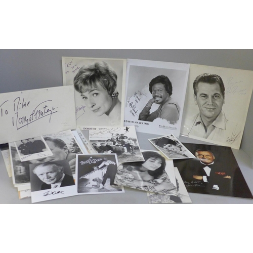 674 - A Dame Margot Fonteyn autographed card and other autographs including The Dallas Boys, Torvill & Dea... 