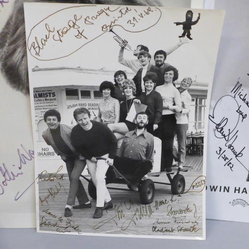 674 - A Dame Margot Fonteyn autographed card and other autographs including The Dallas Boys, Torvill & Dea... 