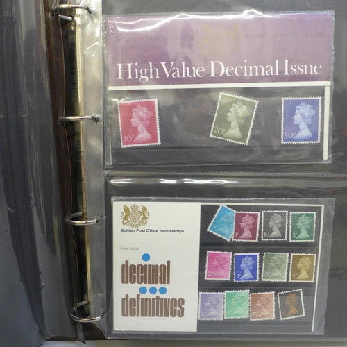 680 - Stamps; an album of GB definitives presentation pack and first day covers including high value castl... 