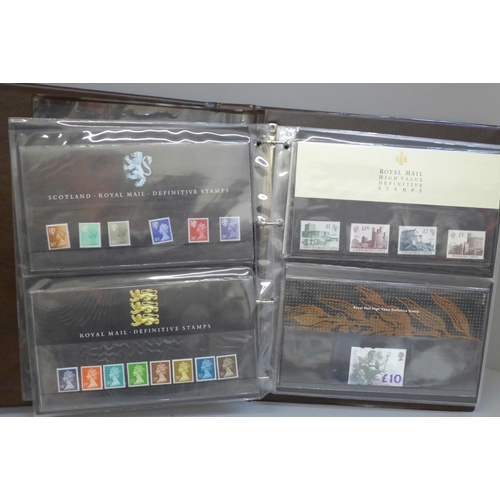 680 - Stamps; an album of GB definitives presentation pack and first day covers including high value castl... 