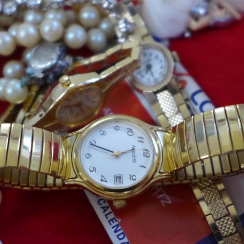 683 - Costume jewellery and lady's wristwatches including Accurist and Sekonda