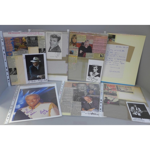 685 - Autographed photographs including Van Morrison, Del Shannon, Marianne Faithfull, Alan Freeman, Andy ... 