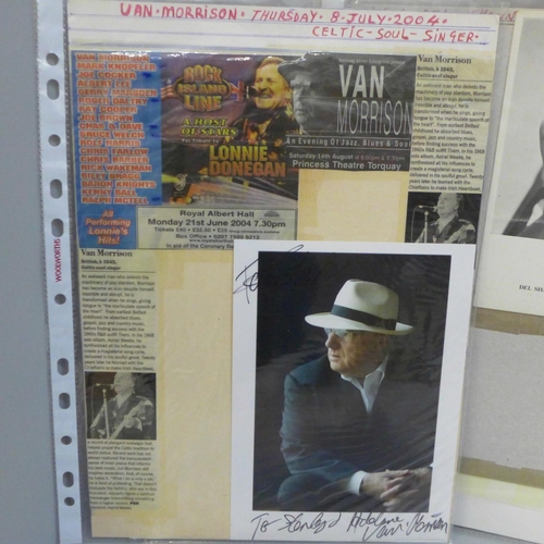 685 - Autographed photographs including Van Morrison, Del Shannon, Marianne Faithfull, Alan Freeman, Andy ... 