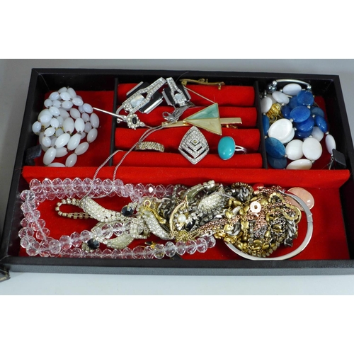 687 - A jewellery box and costume jewellery