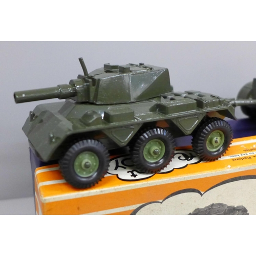 691 - A Crescent Toys Saladin Armoured Patrol Unit number 2154, a Britains Royal Artillery 4.5