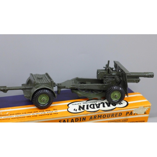 691 - A Crescent Toys Saladin Armoured Patrol Unit number 2154, a Britains Royal Artillery 4.5