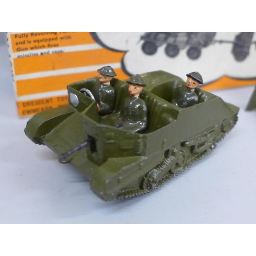 691 - A Crescent Toys Saladin Armoured Patrol Unit number 2154, a Britains Royal Artillery 4.5