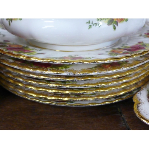 697 - Royal Albert Old Country Roses dinnerwares including seven dinner, six side, twelve tea plates, two ... 