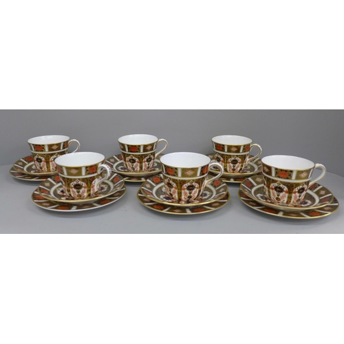 698 - Six Royal Crown Derby 1128 Imari trios