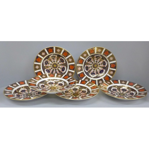 699 - Six Royal Crown Derby 1128 Imari soup bowls