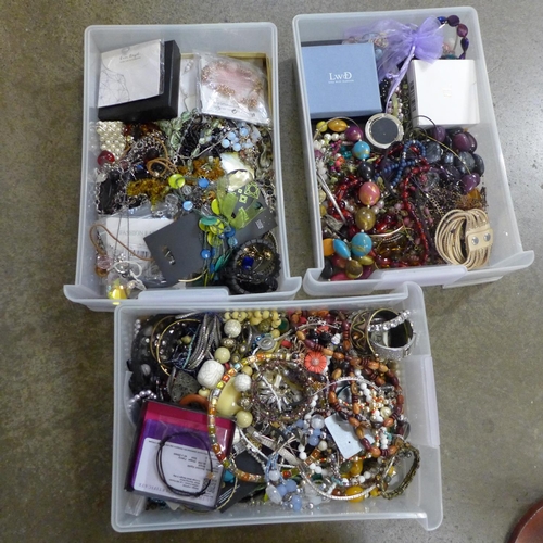 708 - A three drawer chest of costume jewellery