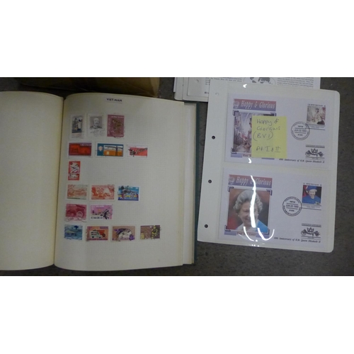 717 - Stamps; a box of stamps, covers, etc., loose and in albums