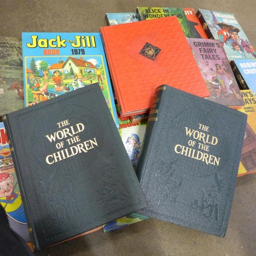 778 - Two boxes of books, including nine children's annuals, four volumes of The World of Children and oth... 